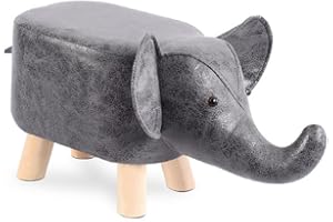 Zodensot Cute Animal Footstools, Footrest Ottoman with Soft Padded Cushion and Non-Slip Feet, Kids & Adult Pouffe Footstool f