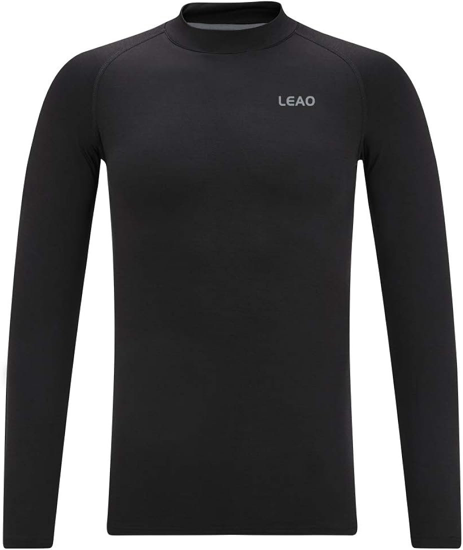 LEAO Youth Boys' Compression Thermal Shirt Long Sleeve Fleece Baselayers Sports Undershirts Mock Top: Clothing