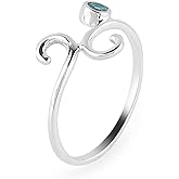 ARTISANJEWELS 925 Sterling Silver Boho Ring, Natural Gemstones Stones, Solitaire Handmade Hypoallergenic Jewellery for Women, Birthday Healing Crystals Statement Rings, Christmas Gift