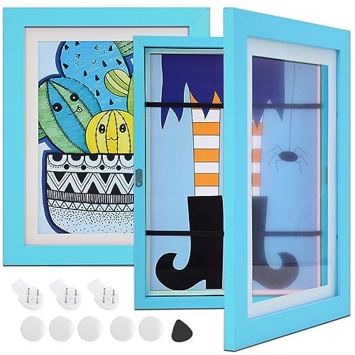 DSYSMIN Kids Art frame,Kids artwork frames changeable,Sank kids art frames,changeable artwork frames kids,art frames A4 Picture for Children Art Projects Home Office Drawing Storage(Blue)