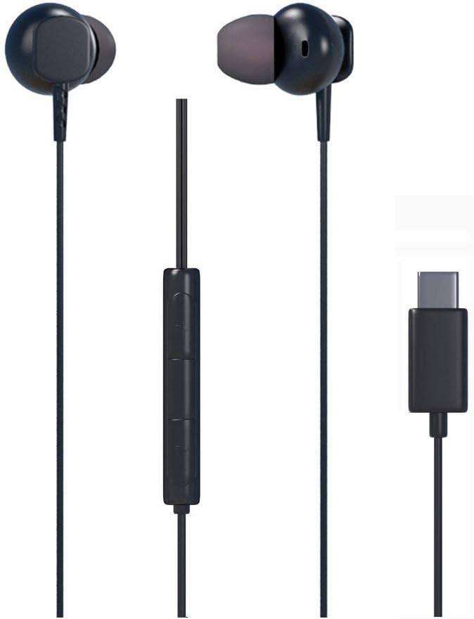 Wired Type-C Earbuds,in-Ear USB C Earphone,HiFi Deep Bass Stereo Headsets Digital 3D Audio Without Mic,Noise Isolating,Volume Control, Compatible All Type-C Smartphone and Devices Headphone(Black)