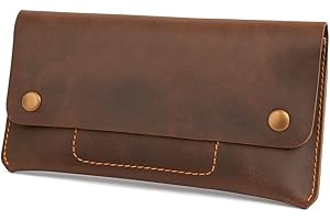 TheAntiq Leather Currency Pouch, Currency Organiser, Dollar Bills Holder, Bills Organizer, Money Envelope with Mobile Pocket, Money Bag For Men and Women (Brown)