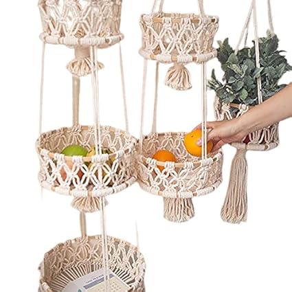 PRINTSHOPPIE Set of 3 Tier Plant Hanger for Hanging Holder Flower Baskets Pot Indoor Outdoor Decor with - 43 inch(10x10,8x8, 6X6 INCH)