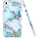 iPhone 7 Case,iPhone 7 Case, LUOLNH Blue and Gold Marble Design Slim Shockproof Flexible Soft Silicone Rubber TPU Bumper Cover Skin Case for iPhone 7/8 4.7 inch