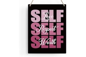 BELLOWDEER Pink Wall Decor Inspirational Self Love Self Worth Wooden Sign, Motivational Gift for Women, Decor for Home Office Living Room Bathroom Bedroom Wall Art 8x10 Inches (Black)