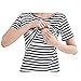 Women Breastfeeding Shirt Striped Patchwork Short Sleeve Maternity Breastfeeding and Nursing Tops (Black, M)