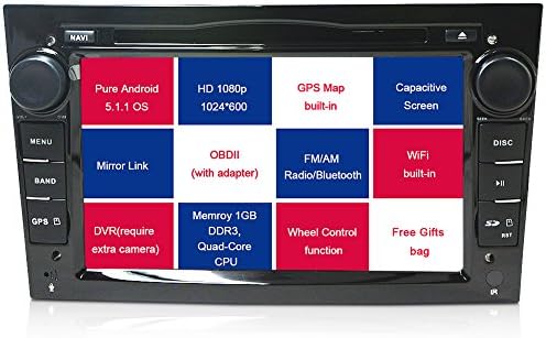 7 inch Android 5.1.1 Quad Core Car Radio Stereo DVD GPS Navigation Player 1080P Video 3D Map Radio FM USB WIFI Canbus For Opel Astra Antara Corsa Vectra Zafira Color Black