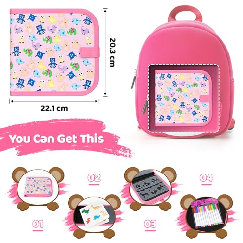 Tarnel Portable Drawing for Children, Doodle Toys, Reusable Painting Book, 12 Erasable Coloured Pens, 14 Pages, ABS
