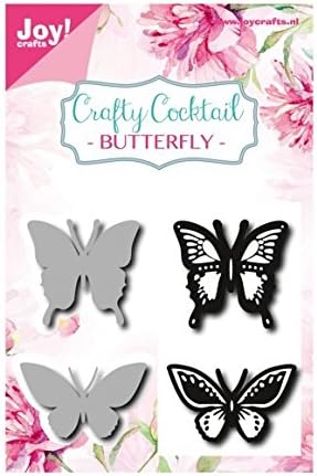 Joy!Crafts Cutting Stencil and Clear Stamp-Butterflies-2 Pieces, Metal, Silver, 4.15 x 4 x 0.02 cm