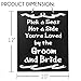 JennyGems Wedding Signs - Pick A Seat Not A Side You're Loved By The Groom and Bride - Wedding Ceremony and Reception Sign for Seating Guests - Wood Wedding Directional Decorations