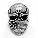 ELFASIO Men's Stainless Steel Ring Band American Flag Mask Skull Gothic Biker Jewelry(Size 8)