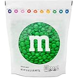 M&M'S Milk Chocolate Green Candy - 2lbs of Bulk Candy in Resealable Pack for St Patricks Day, Mardi Gras, Candy Buffet, Birth