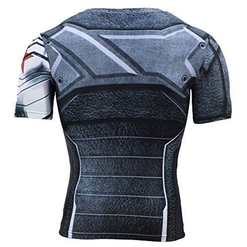 Cosfunmax Winter Soldier Shirt Super Hero Compression Sports Shirt Quick Dry Short Sleeve Fitness Running Gym T-Shirt XL