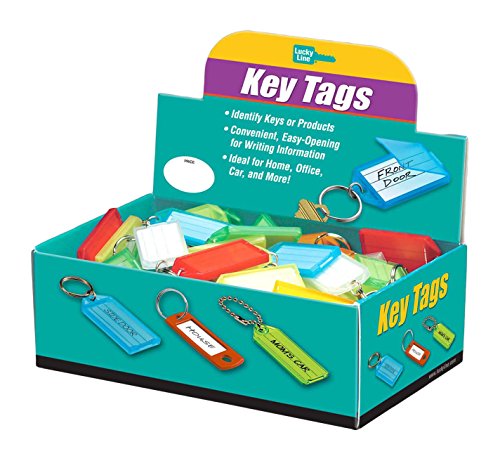 Lucky Line Products Key Tag with Flap & Split Ring,100 Per Box; Assorted Colors (60500)
