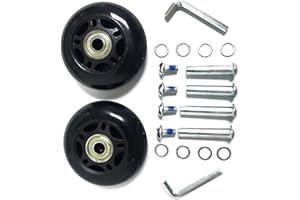 LOTOWELZON 2pcs Luggage Suitcase Replacement Wheels, 50/64/70/75/84/90mm Rubber Inline Roller Skate Wheels with 8mm(0.31") ABEC-7 608ZZ Bearings Repair Kits
