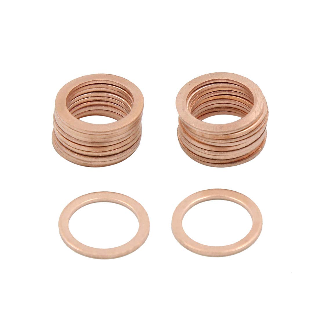 X AUTOHAUX 13mm Inner Dia Copper Crush Washers Flat Sealing Gaskets Rings 20pcs