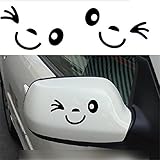 2pcs Smile Face Design 3D Decal Decoration Sticker for Car Side Mirror Rearview Black
