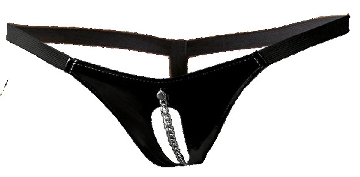 Black Level Crotchless String with Chain Large/X-Large
