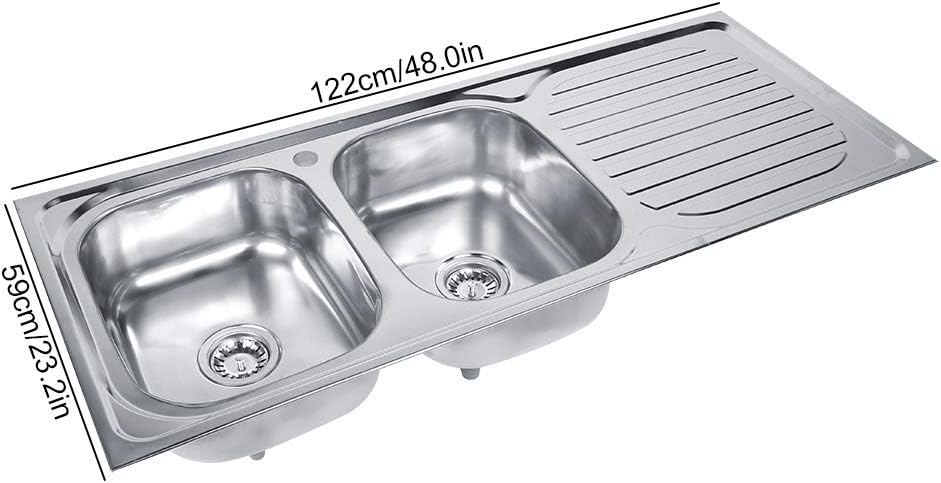 Fregadero de Acero Inoxidable de Cocina Cuadrado con Doble Seno Proceso