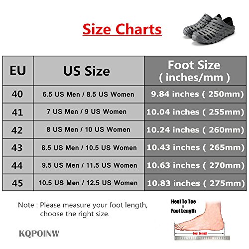 Kqpoinw Summer Unisex Garden Clogs Walking Slippers Lightweight Breathable Sandals Anti-Slip Quick Drying Beach Water Shoes ((Men)7 US/41 EU=10.04", Grey)
