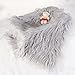 OULII Baby Photo Props Soft Fur Quilt Photographic Mat DIY Newborn Baby Photography Wrap-BAby Photo Props Favors (Light Grey)