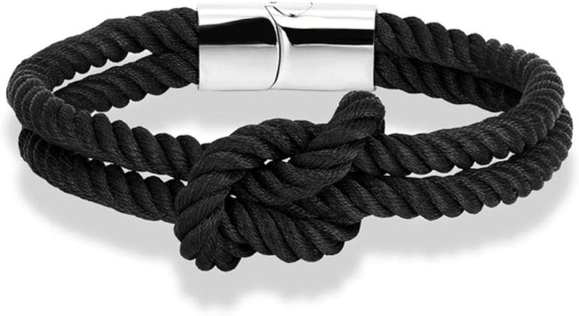 Infinity Charm Nautical Rope Bracelet Men Women Stainless Steel