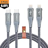 USB C to 8 Pin Cable Charging &Sync, 2 Pack/6.6ft Type C to Lighting Charging Cable Compatible with iPhone Xs/Xs Max/XR/X / 8 Connect to MacBook and Other USB-C Devices