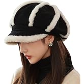Womens Newsboy Cap Corduroy Plush Beret Hat Fall Winter Warm Hats Vintage Cabbie Baker Boy Hat Beret Cap
