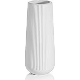 Modern Ceramic Vase, Small White Flower Vase for Table Centerpieces and Rustic Farmhouse Decoration