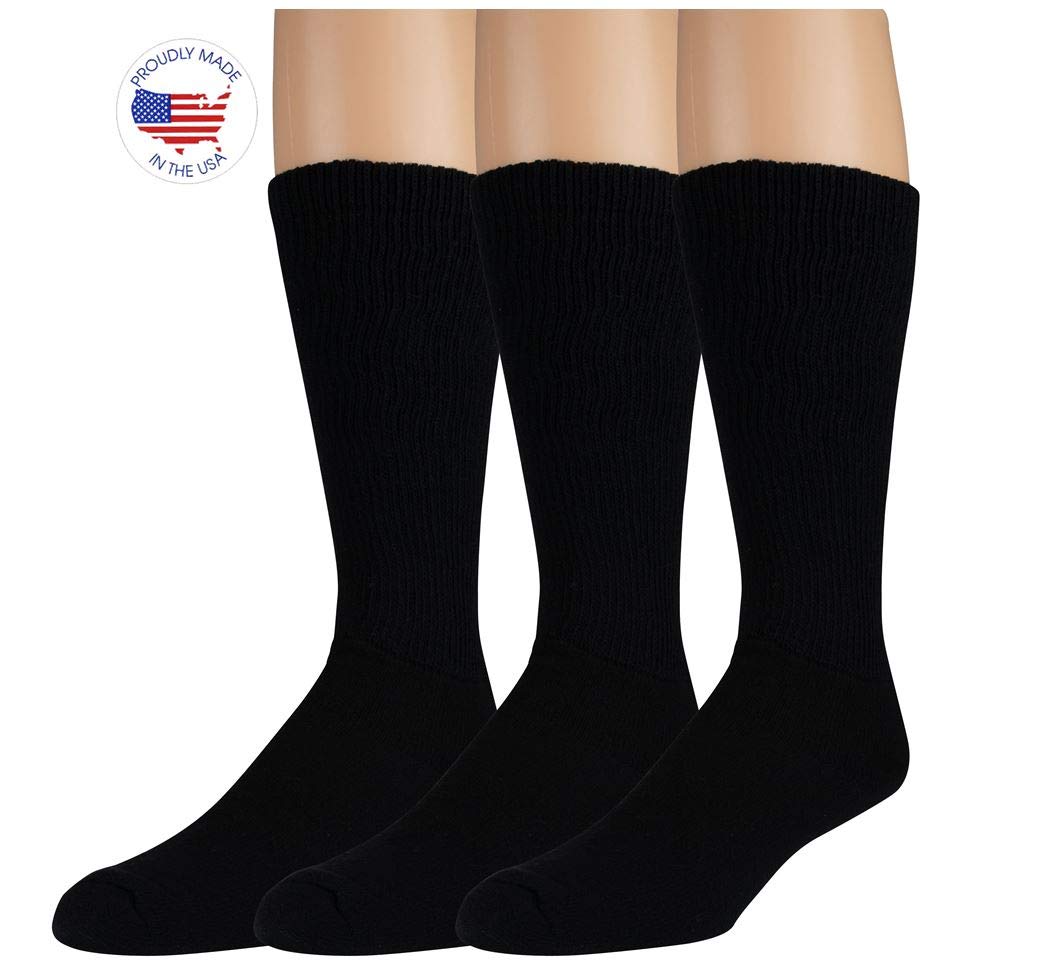 6 Pairs Diabetic Socks Over The Calf - Premium Cotton Knee High Socks Men's Size 10-13
