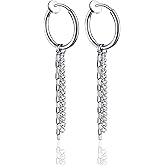 Fusamk Fashion Stainless Steel Long Chain Dangle Earrings Tube Clip On Earrings