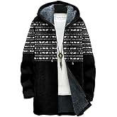 Biacolum Mens Hooded Cardigans Warm Sherpa Fleece Fair Isle Pattern Sweatshirts Loose Casual Fall Winter Jacket Coat