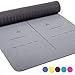 Heathyoga Eco Friendly Non Slip Yoga Mat, Body Alignment System, SGS Certified TPE Material - Textured Non Slip Surface and Optimal Cushioning