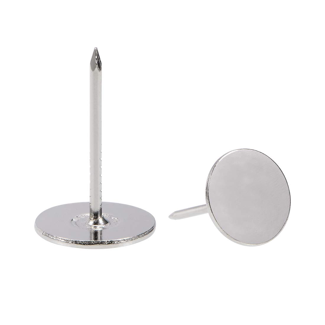 sourcing map Upholstery Nails Tacks 16mmx25mm Flat Head Furniture Nails Silver Tone for Furniture Sofa Headboards, 200 Pcs