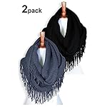 Basico Women Winter Warm Knit Infinity Scarf Tassels Soft Shawl Various Colors Basico Women Winter Warm Knit Infinity Scarf Tassels Soft Shawl Various Colors