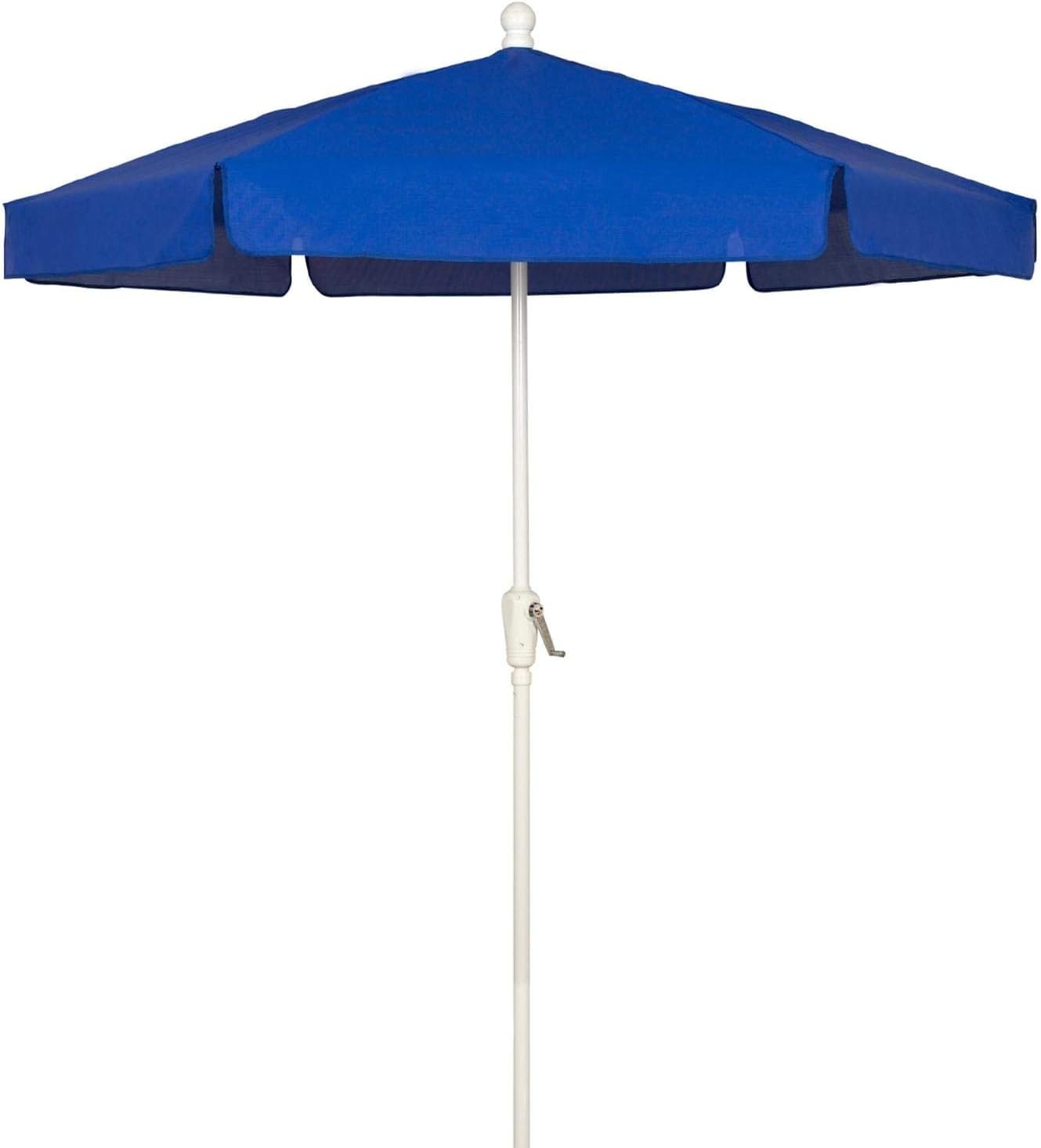Amazon Com Fiberbuilt 7 5 Ft Aluminum Market Patio Umbrella W Crank Lift White Pole Pacific Blue Vinyl Garden Outdoor