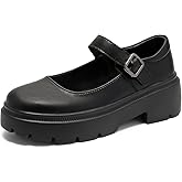 Touchmosees Women's Mary Janes Shoes Platform Dress Chunky Pumps Oxfords Low Heel Round Toe Ankle Strap Pumps Wedges Shoes Black 38