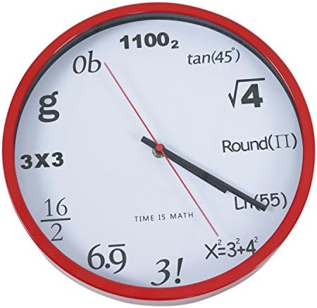 SHELLMIMI 11" Silent Quartz Decorative Wall Clock Non-ticking Math Clock Red