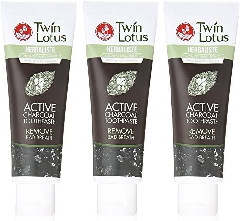 Twin Lotus TGEnFi Active Charcoal Toothpaste Herbaliste Triple Action 100 G, 3 Pack