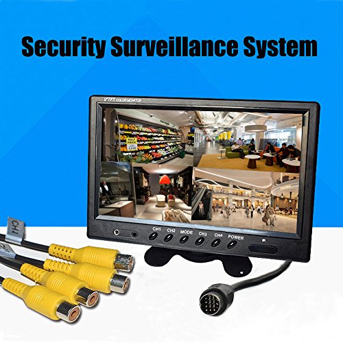 podofo 9" TFT LCD Split Screen Quad Monitor CCTV Security Surveillance
