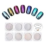 Nail Art Mermaid Powder,LilyAngel 7 Pack Pearl Powder Mirror Effect Chrome Nail Powder Metallic Nail Manicure Pigment