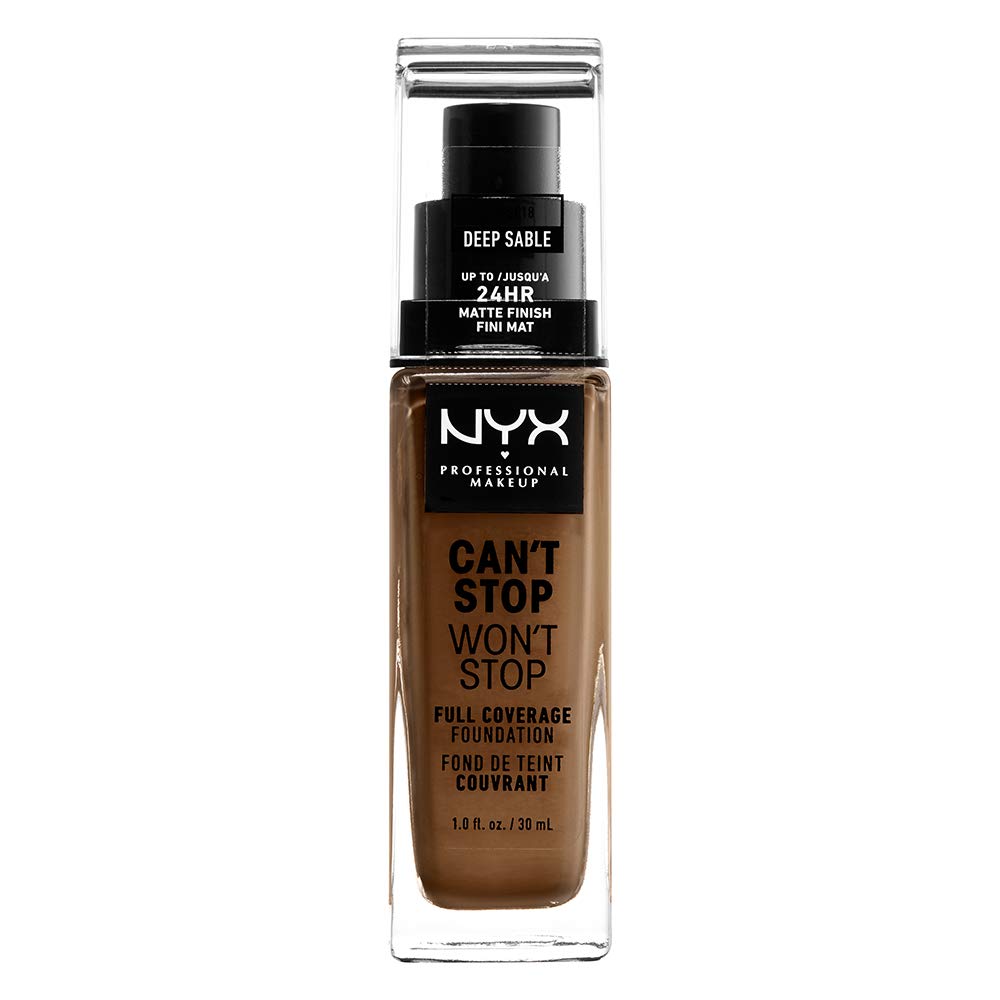 NYX PROFESSIONAL MAKEUP Can't Stop Won't Stop Full Coverage Foundation Makeup, Deep Sable, 1 Ounce
