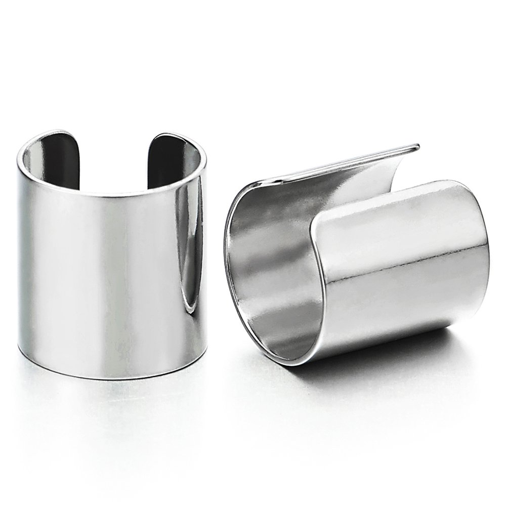 2pcs Stainless Steel Ear Cuff Ear Clip Non-Piercing Clip On Earrings for Men and Women