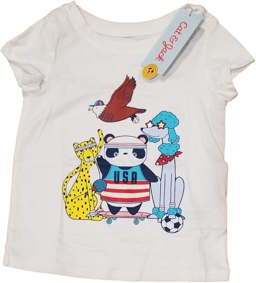 Cat & Jack Girls' Short Sleeve Graphic TShirt (USA Animals, 2T) Clothing