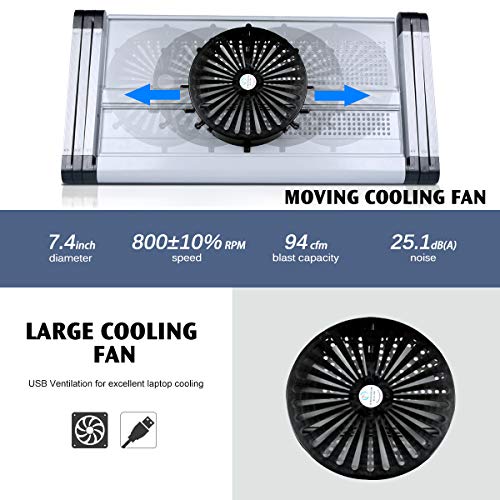 Aluminum Laptop Stand Adjustable Laptop Desk Table for Office Dorm Bed Sofa, Large 19" Ergonomic Portable Tray with CPU Cooling Fans and Mouse Pad Monitor Riser, Upgrade NO Swing - Thumbnail 7