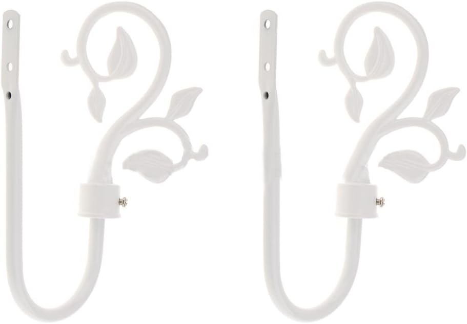 YYC 1Pair Window Curtain Holdback Drapery Urn Shaped Wall Hook (Leaf White)