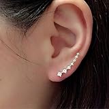 ILJILU 1 Pair Rhinestone Crystal Earrings Ear Hook Stud Jewelry Sliver (Silver)