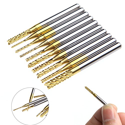Click Here to See More Images ECLEAR 10Pcs PCB Drill Bit Set Engraving Cutter Shank Micro Rotary CNC SMT End Mill 1/8'' 0.8-3.175mm
