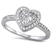 Oxford Diamond Co Clear Cz Heart .925 Sterling Silver Ring Size 7