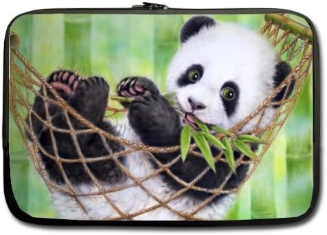 Panda In The Swing Laptop Sleeve 15.6 Inch 2015 New 100% Water Resistant Neoprene Double-sided, No Straps